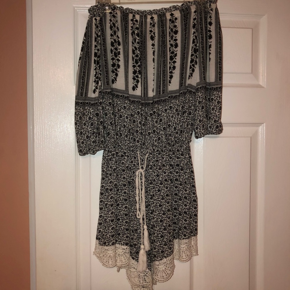 SOLD L’ATISTE Black & White Floral Lace Romper